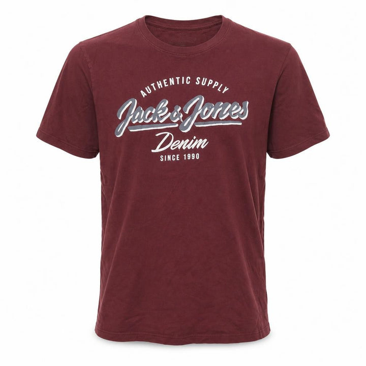 Jack & Jones Unisex Red Cotton Short Sleeve Basic T-Shirt S
