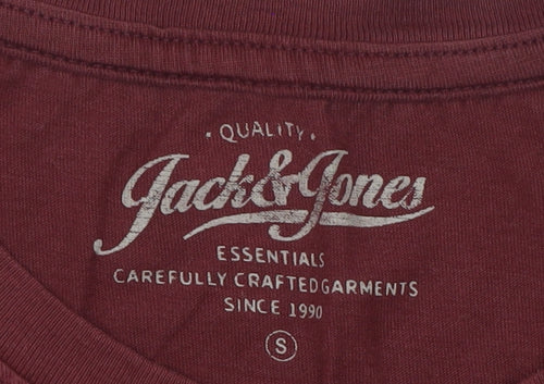 Jack & Jones Unisex Red Cotton Short Sleeve Basic T-Shirt S