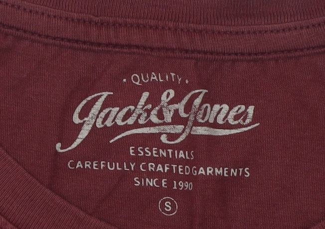 Jack & Jones Unisex Red Cotton Short Sleeve Basic T-Shirt S