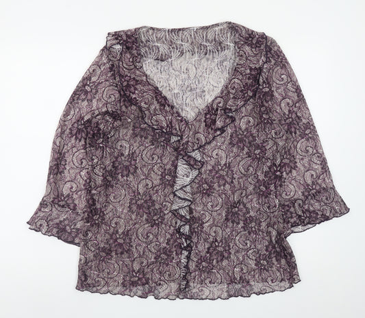 Marks and Spencer Per Una Purple Lace Ruffle Wrap Blouse Women’s Size 20