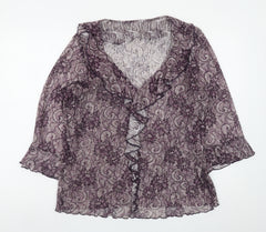 Marks and Spencer Per Una Purple Lace Ruffle Wrap Blouse Women’s Size 20