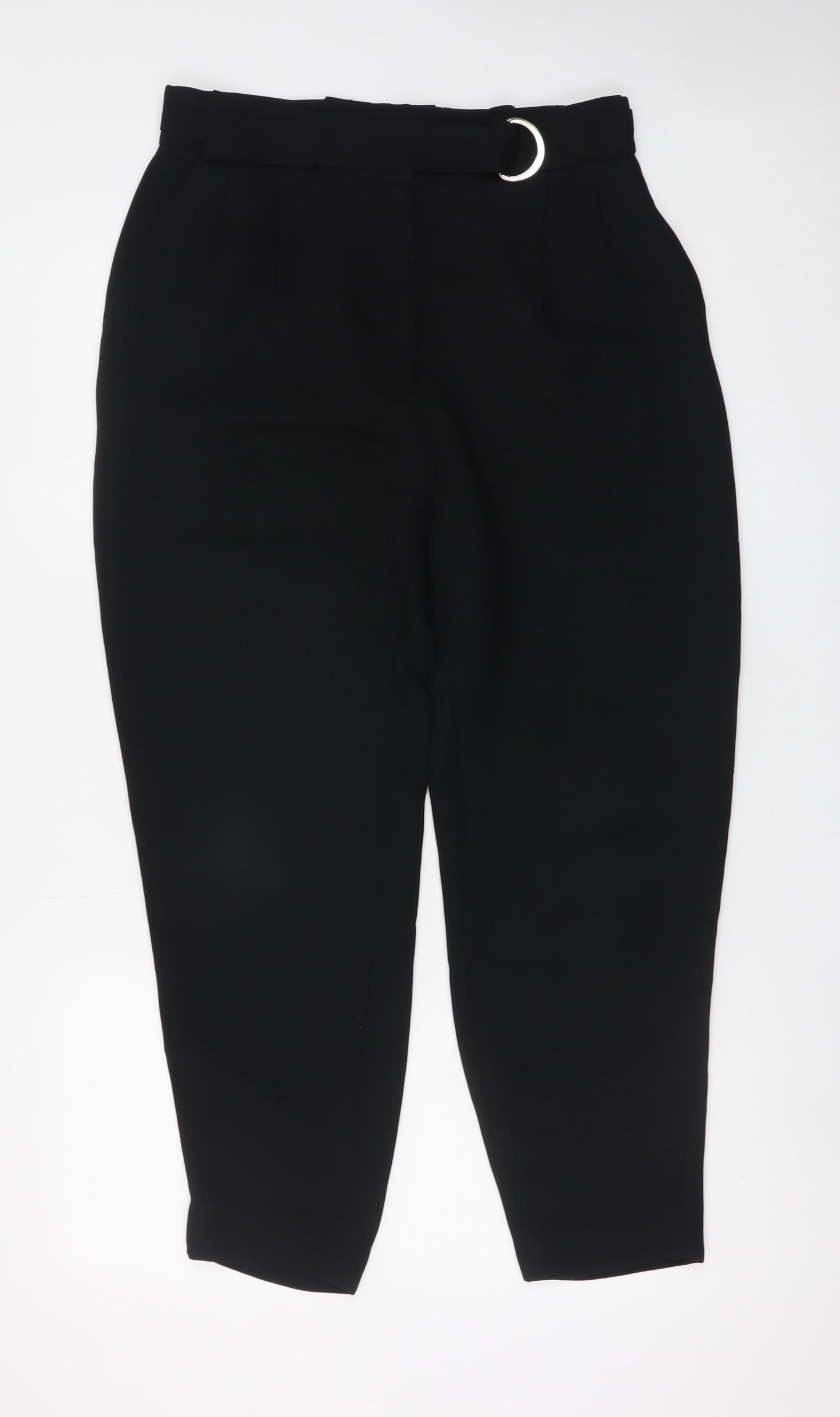 & Other Stories Women’s Black Belted High Rise Tapered Trousers Size 10