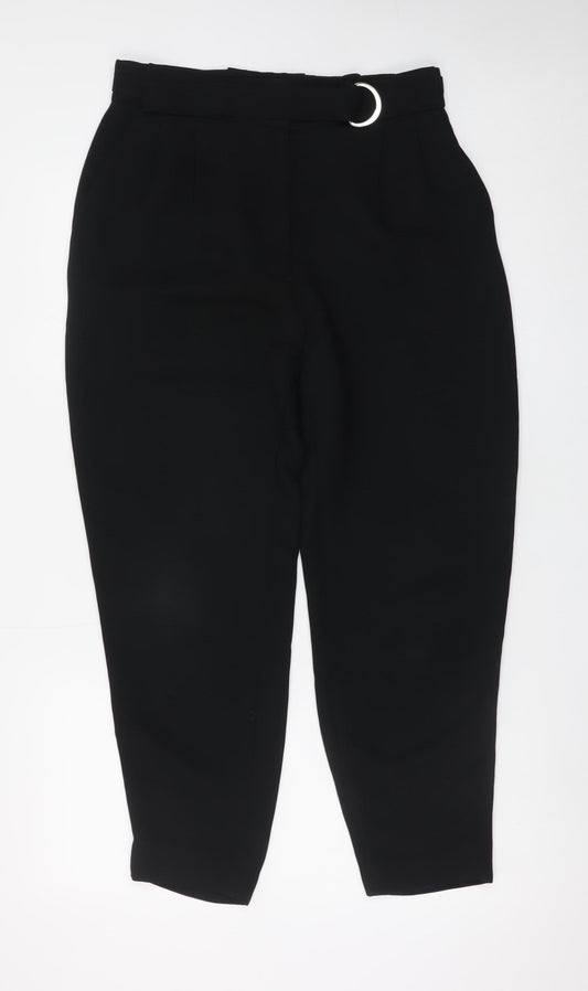 & Other Stories Women’s Black Belted High Rise Tapered Trousers Size 10