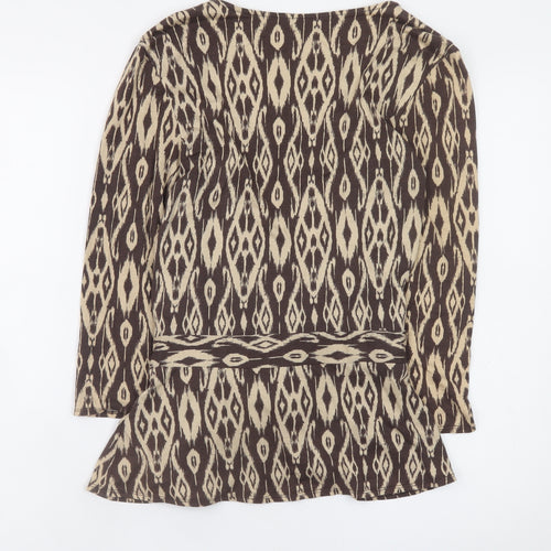 Marks and Spencer Women Brown Geometric Wrap Blouse Size 14