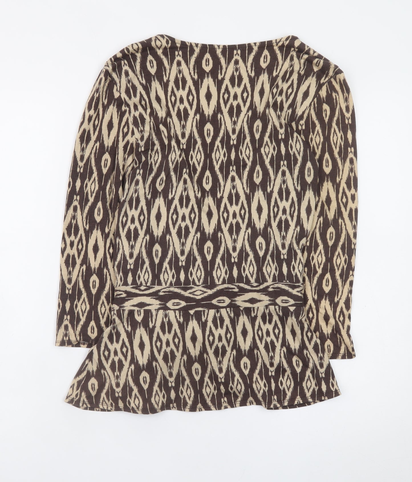 Marks and Spencer Women Brown Geometric Wrap Blouse Size 14