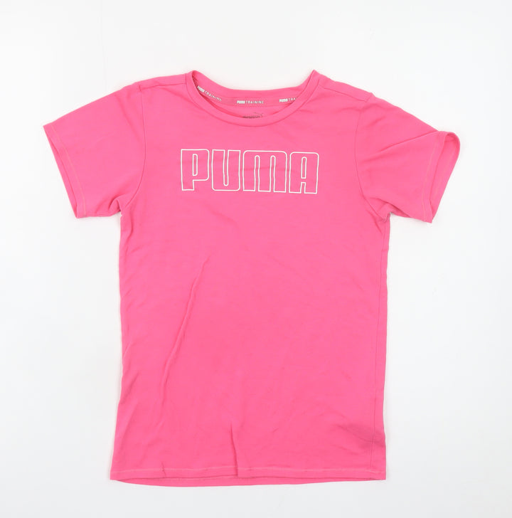 Puma Girls Pink Short Sleeve Crew Neck T-Shirt 11-12 Years