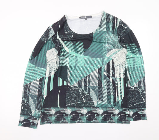 Jessica Graaf Womens Multicoloured Geometric Long Sleeve T-Shirt Size M