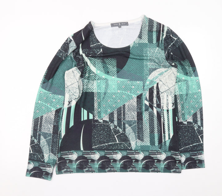 Jessica Graaf Womens Multicoloured Geometric Long Sleeve T-Shirt Size M