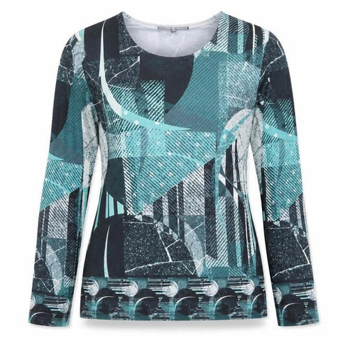 Jessica Graaf Womens Multicoloured Geometric Long Sleeve T-Shirt Size M