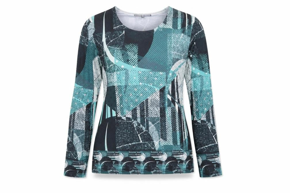 Jessica Graaf Womens Multicoloured Geometric Long Sleeve T-Shirt Size M