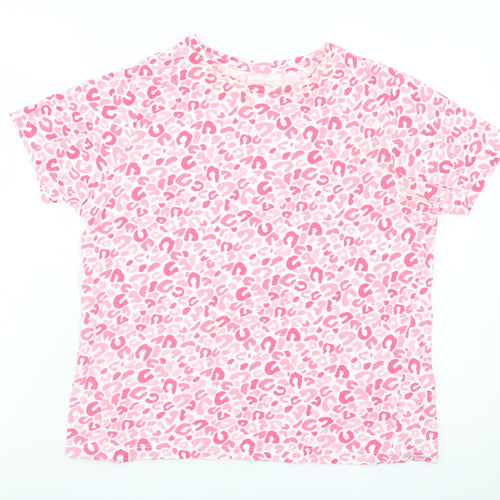 Dunnes Stores Womens Pink Animal Print Cotton T-Shirt Small