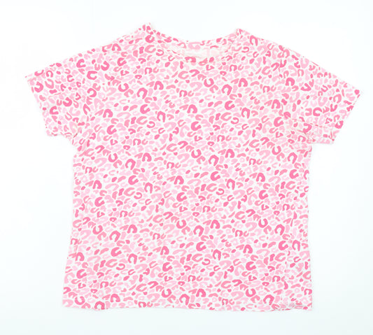 Dunnes Stores Womens Pink Animal Print Cotton T-Shirt Small