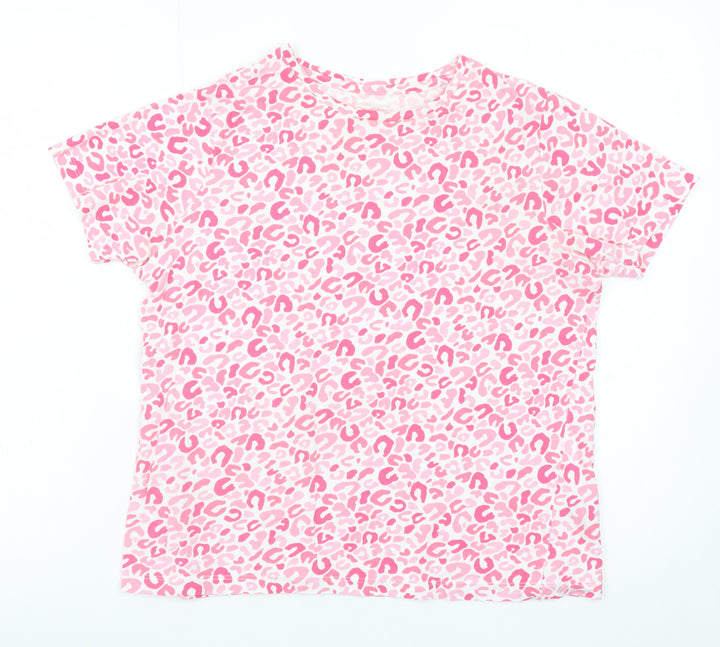 Dunnes Stores Womens Pink Animal Print Cotton T-Shirt Small