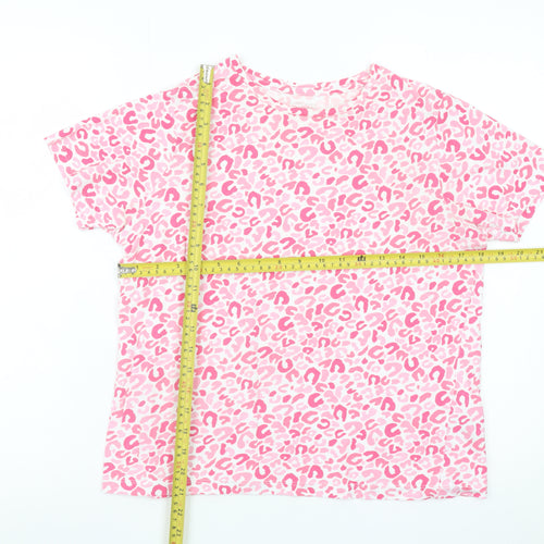 Dunnes Stores Womens Pink Animal Print Cotton T-Shirt Small