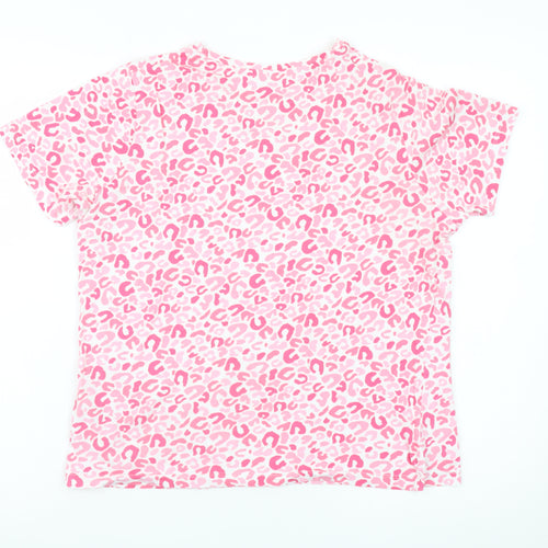 Dunnes Stores Womens Pink Animal Print Cotton T-Shirt Small