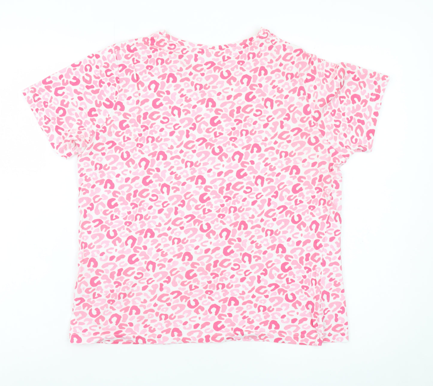 Dunnes Stores Womens Pink Animal Print Cotton T-Shirt Small