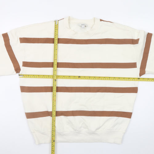 Marks and Spencer Women’s Beige Brown Stripe Crew Neck Sweatshirt UK M