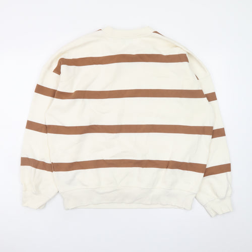 Marks and Spencer Women’s Beige Brown Stripe Crew Neck Sweatshirt UK M