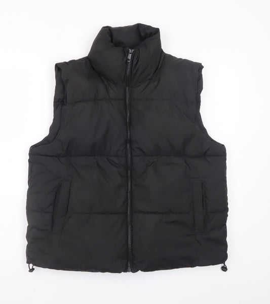 New Look Womens Black Puffer Waistcoat M Sleeveless Zip Lined