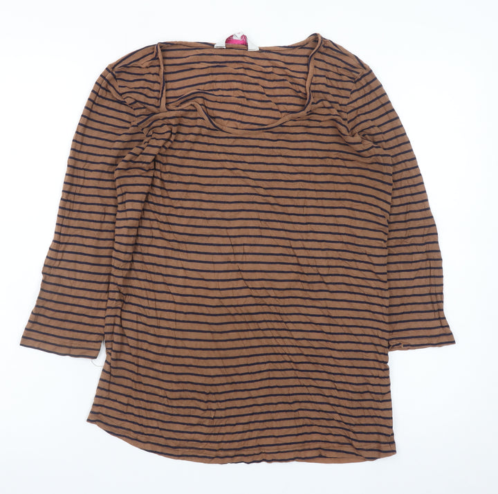 Red Herring Maternity Brown Striped 3/4 Sleeve Top Size 12