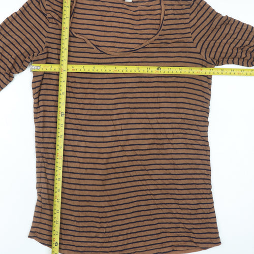 Red Herring Maternity Brown Striped 3/4 Sleeve Top Size 12