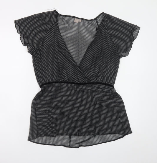 TU Women’s Black Geometric Wrap Chiffon Blouse Size 18