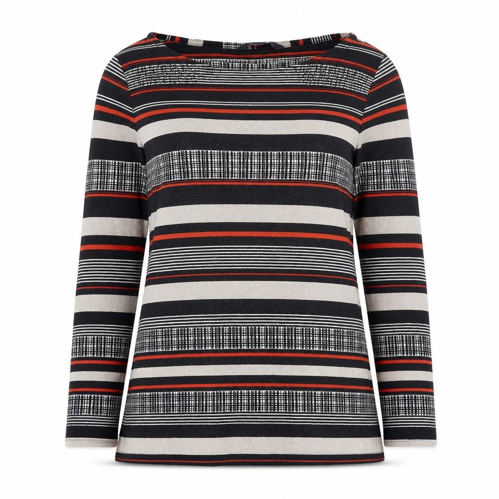 Front view of Marks & Spencer Women's Multicoloured Striped Long Sleeve T-Shirt, size 8