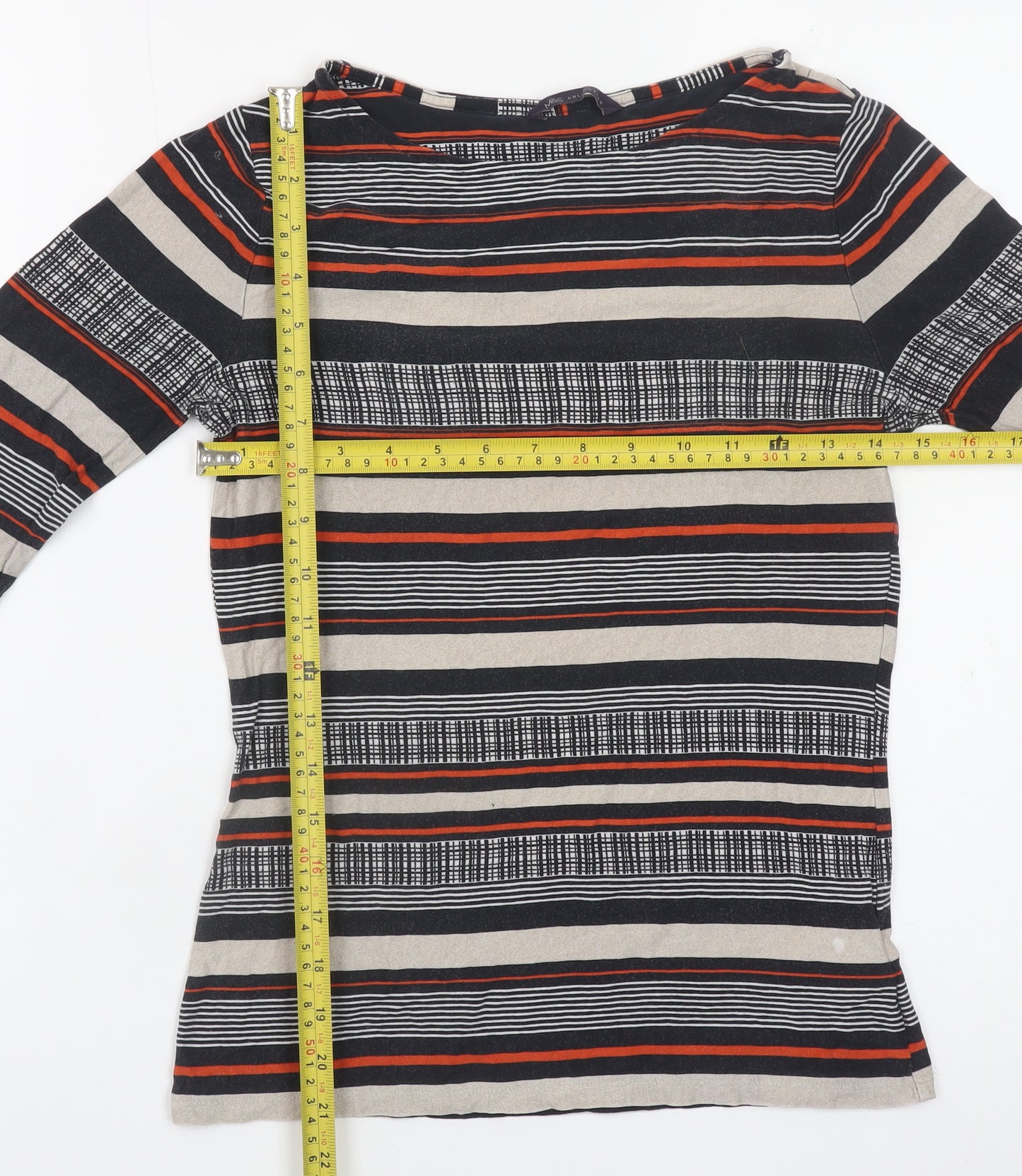 Marks and Spencer Women's Multicoloured Striped Long Sleeve T-Shirt Size 8