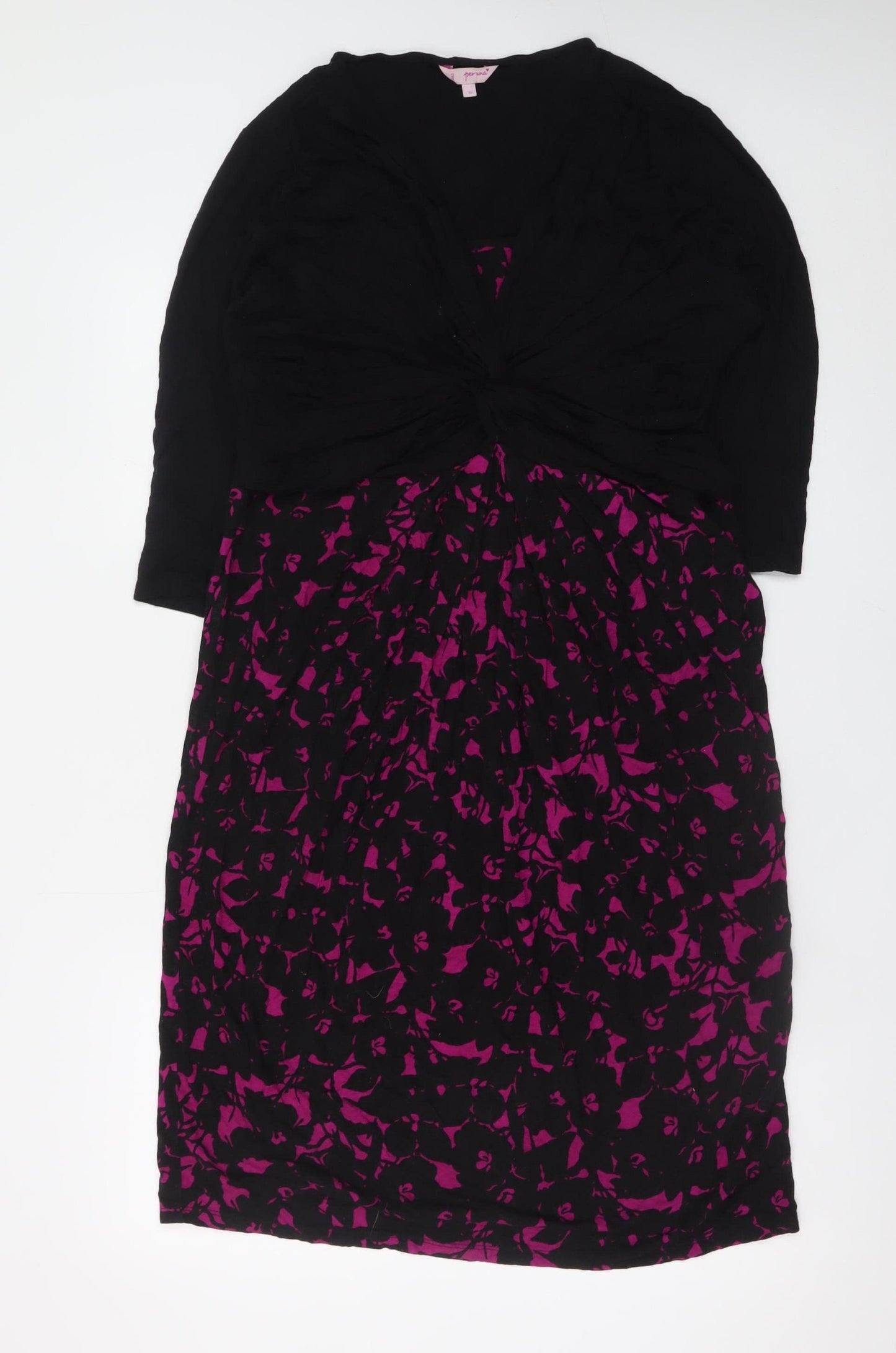 Marks and Spencer Women Black Purple Floral Fit & Flare Dress Size 16