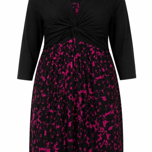 Marks and Spencer Women Black Purple Floral Fit & Flare Dress Size 16