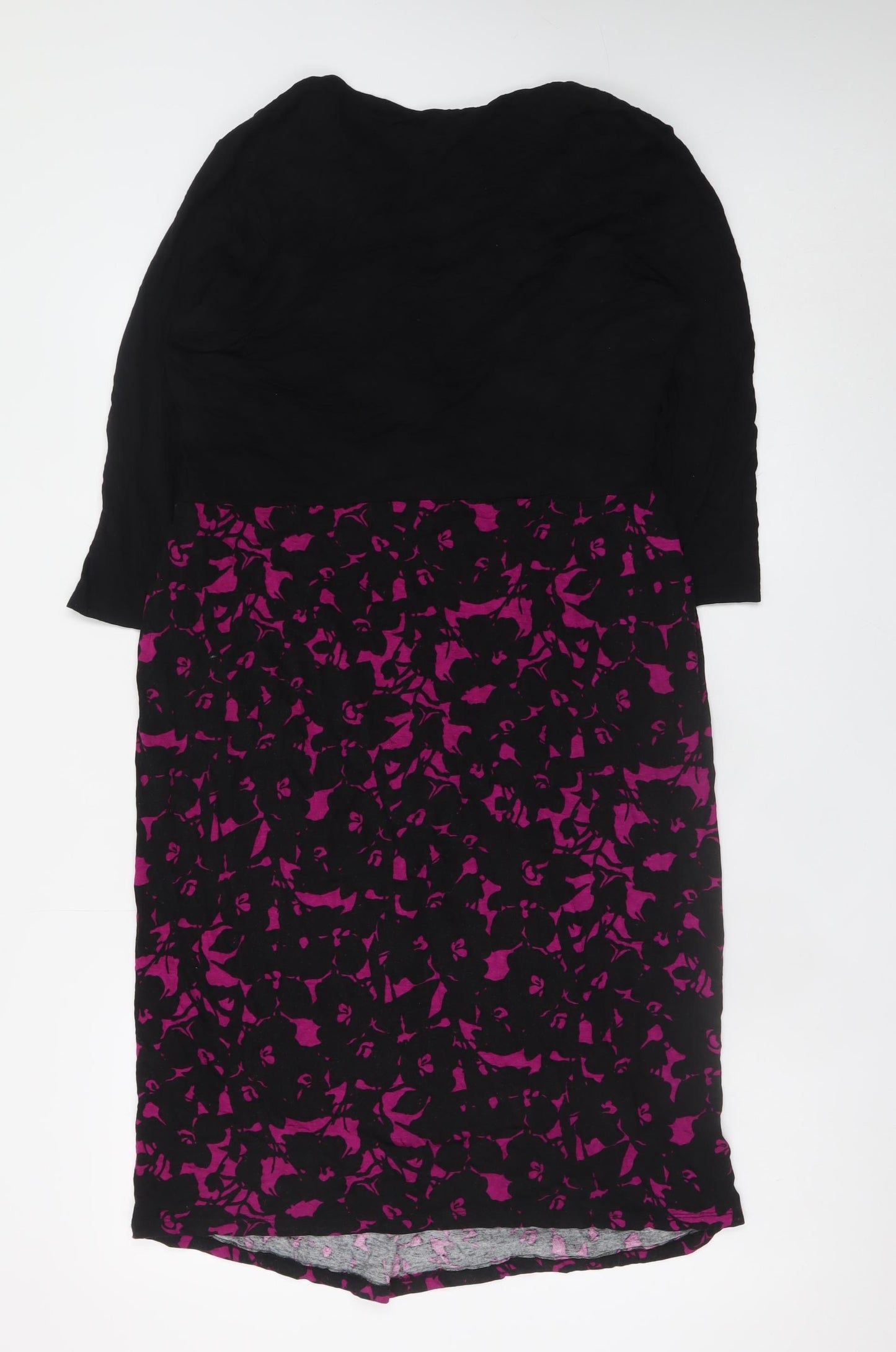 Marks and Spencer Women Black Purple Floral Fit & Flare Dress Size 16