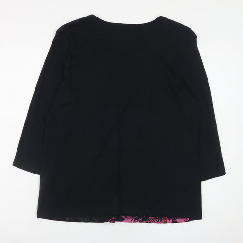 Marks and Spencer Women's Black Floral Beaded Cotton T-Shirt UK 16