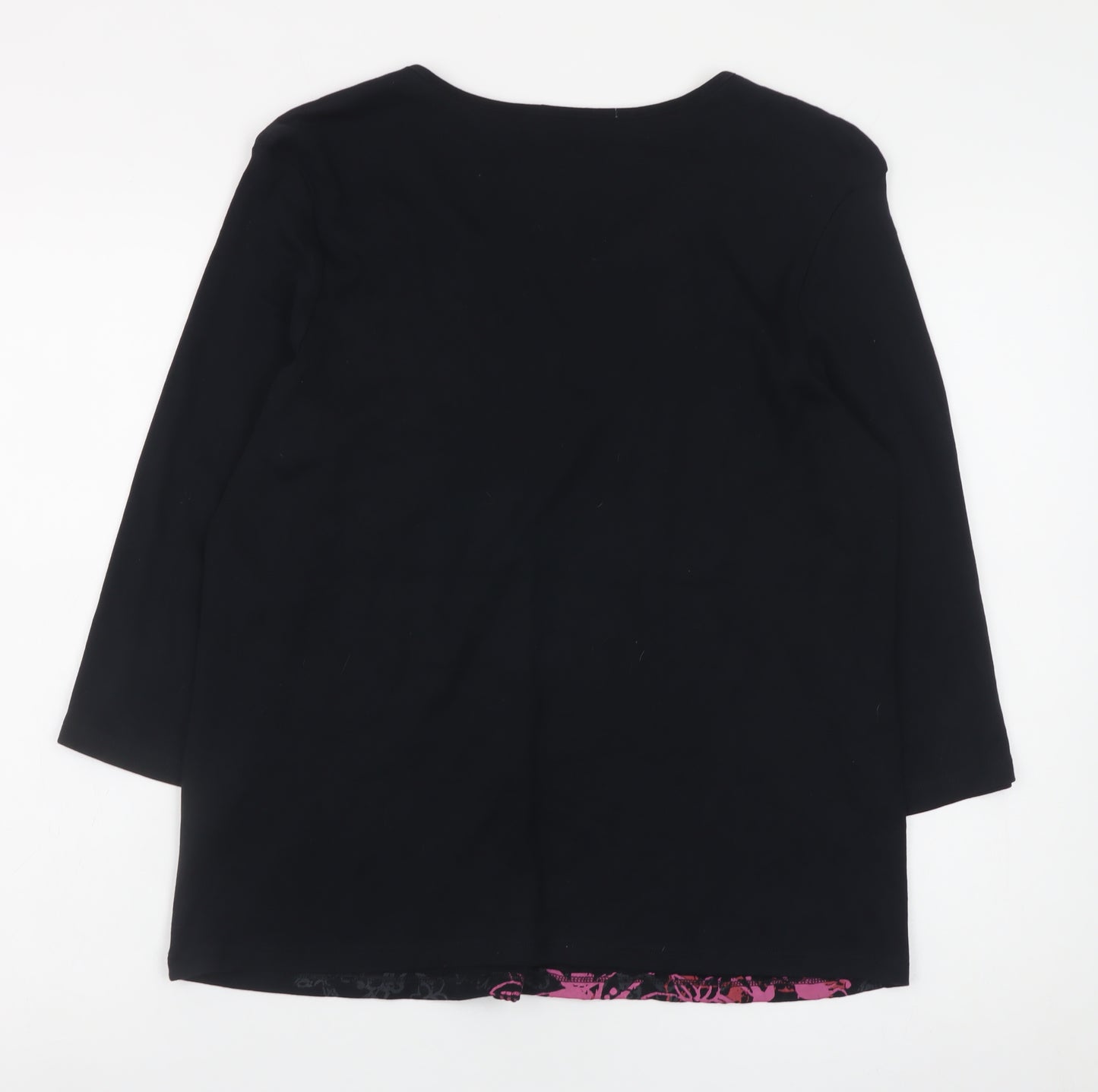 Marks and Spencer Women's Black Floral Beaded Cotton T-Shirt UK 16