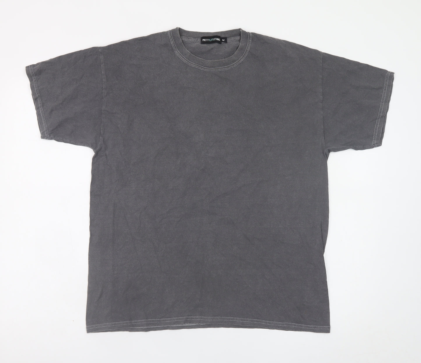 PrettyLittleThing Men Grey Graphic Rock Skull Snake T-Shirt M