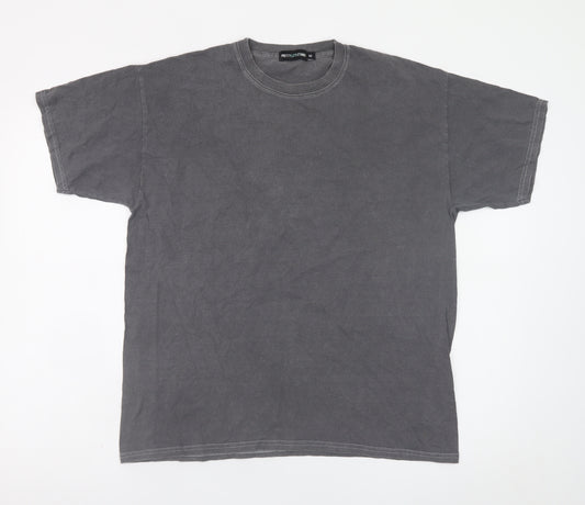 PrettyLittleThing Men Grey Graphic Rock Skull Snake T-Shirt M