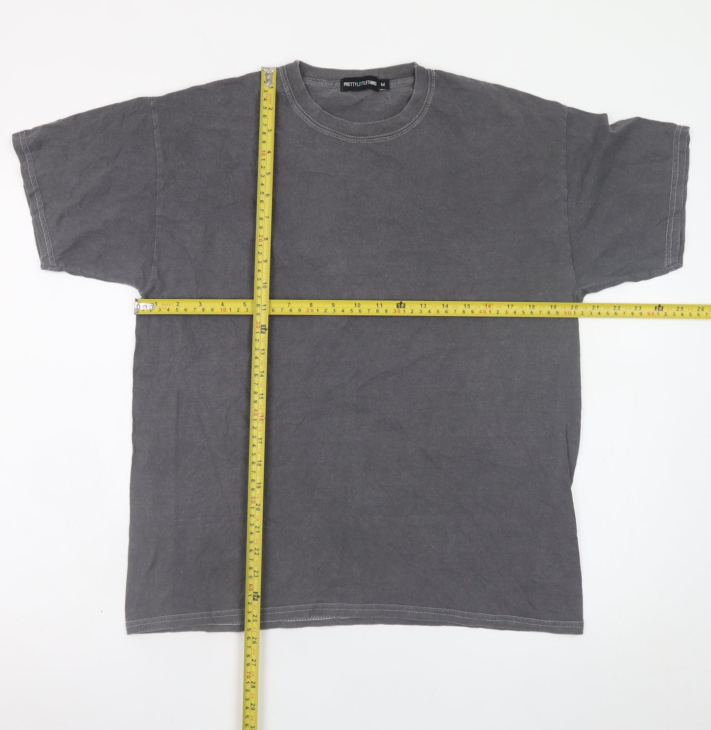 PrettyLittleThing Men Grey Graphic Rock Skull Snake T-Shirt M