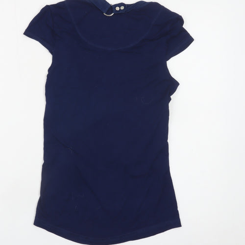 Karen Millen Women's Blue Size 6 Slim Fit Button Detail T-Shirt