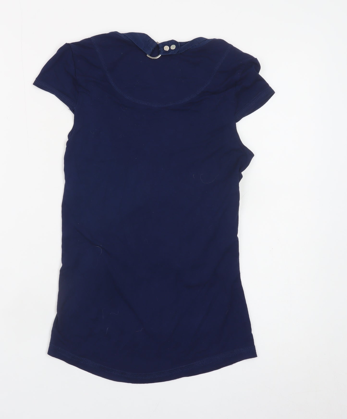 Karen Millen Women's Blue Size 6 Slim Fit Button Detail T-Shirt