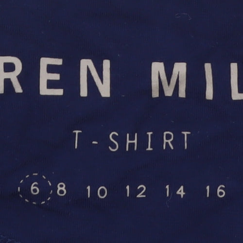 Karen Millen Women's Blue Size 6 Slim Fit Button Detail T-Shirt