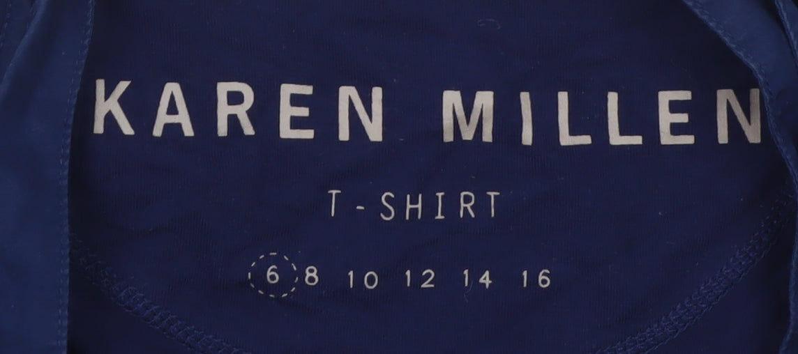Karen Millen Women's Blue Size 6 Slim Fit Button Detail T-Shirt