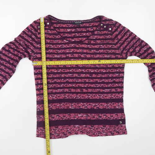 Maine New England Women's Purple Striped Long Sleeve Cotton T-Shirt Size 14