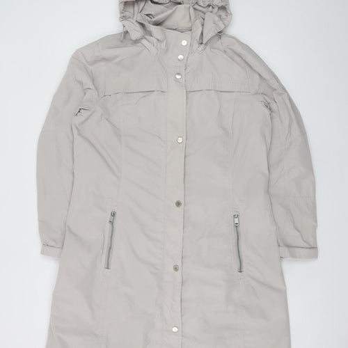 Concept K Women Beige Long Hooded Rain Coat Size 10 Regular