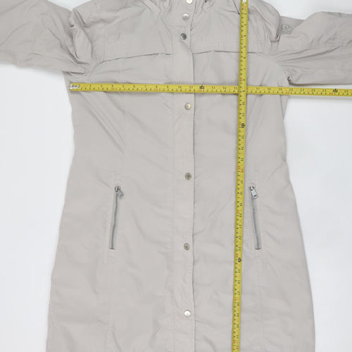 Concept K Women Beige Long Hooded Rain Coat Size 10 Regular