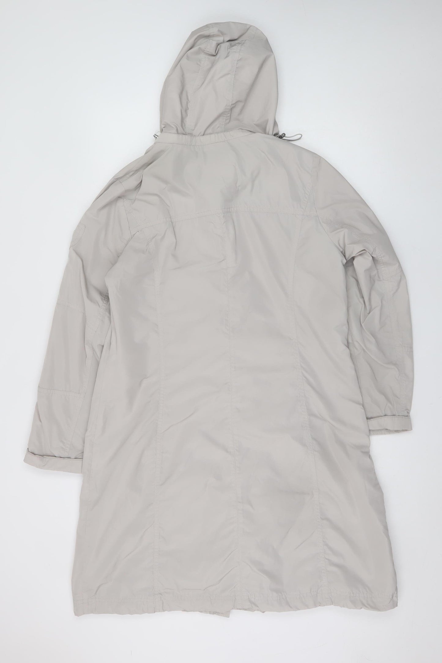 Concept K Women Beige Long Hooded Rain Coat Size 10 Regular