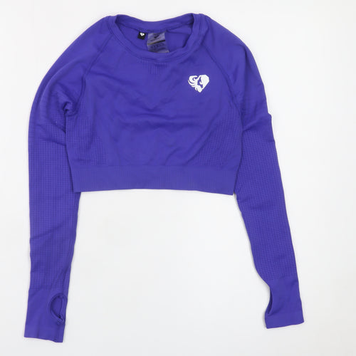 Women's Best Purple Long Sleeve Cropped Gym Top Size S