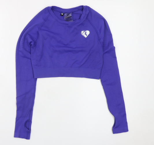Women's Best Purple Long Sleeve Cropped Gym Top Size S