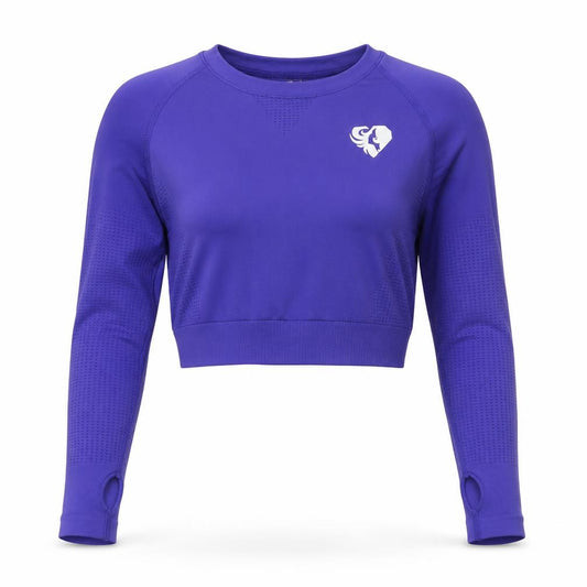 Women's Best Purple Long Sleeve Cropped Gym Top Size S