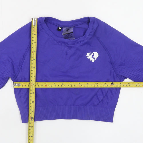 Women's Best Purple Long Sleeve Cropped Gym Top Size S