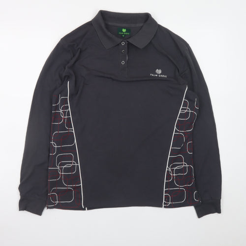 Palm Grove Men’s Black Long Sleeve Polo Shirt Size 16 Regular Fit