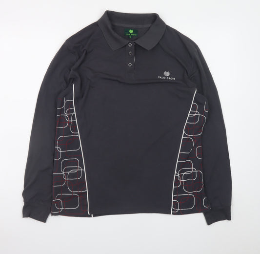 Palm Grove Men’s Black Long Sleeve Polo Shirt Size 16 Regular Fit